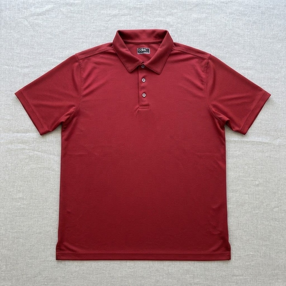 Bolle Mens XL Red Short Sleeve Performance Golf Polo Shirt Mesh Textured